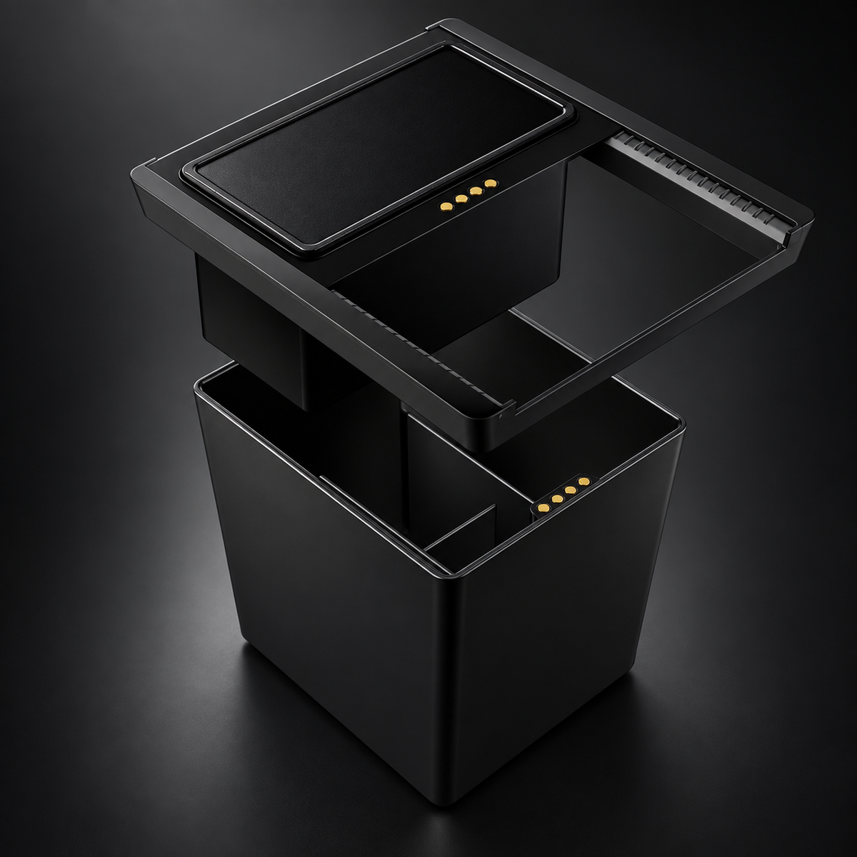 Center Console Organizer for Rivian R2 — Black Ops Sliding Tray | All-Black Precision Fit