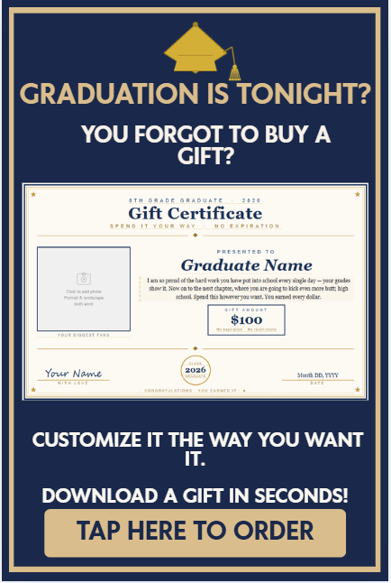 Printable Graduation Gift Certificate — Editable Digital Download