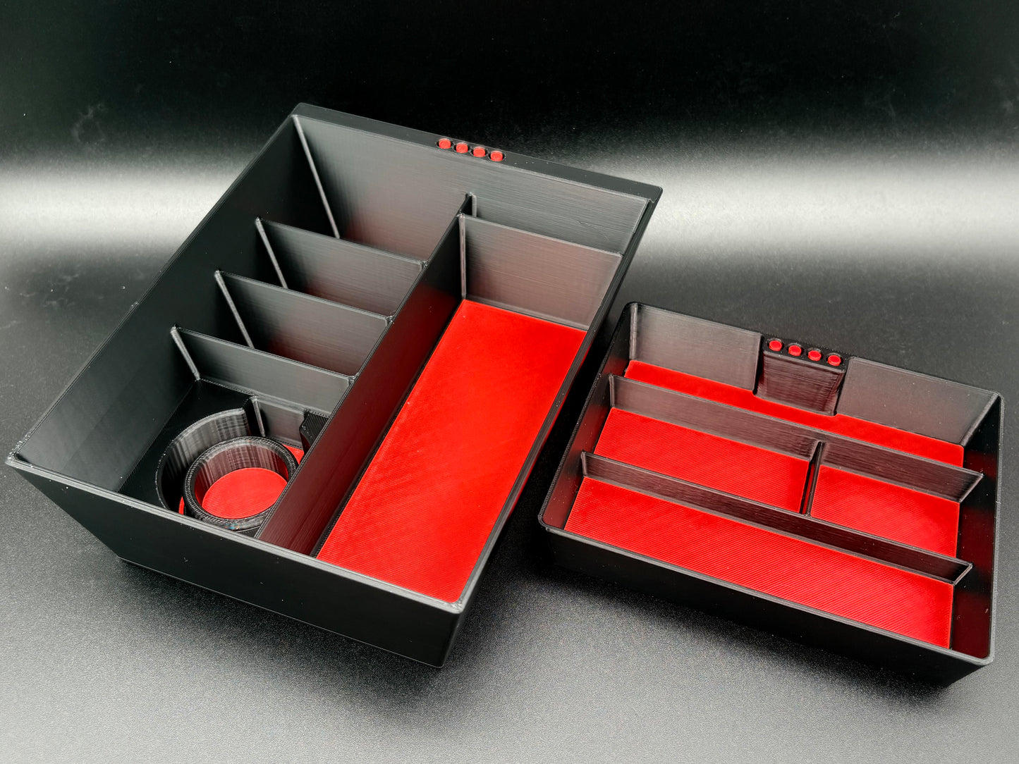 Center Console Organizer Set for Tesla Model S & Model X Gen 2 — Black Ops Red