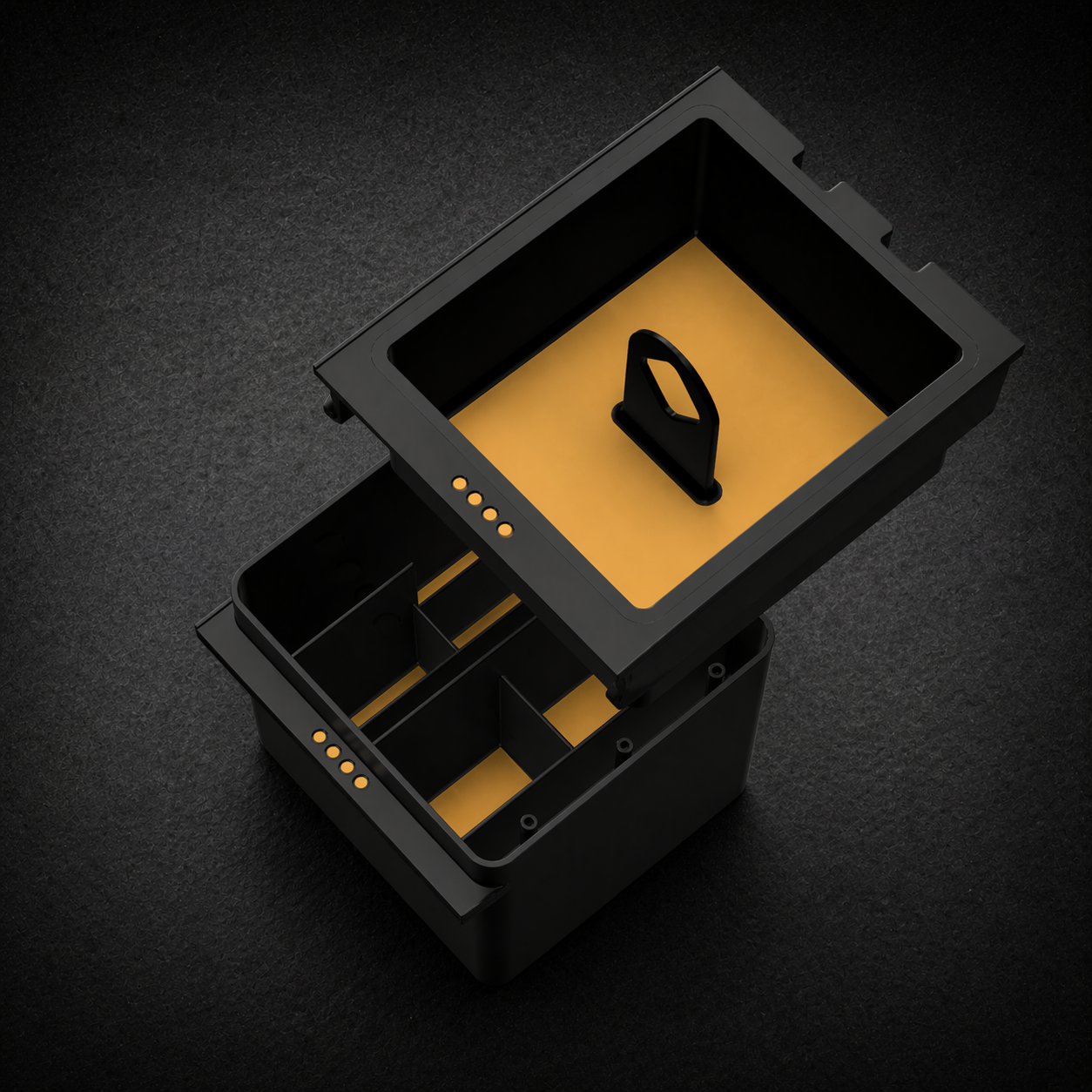 Niftly3D Black Ops pull-out tray and console for Rivian R1S / R1T — deep storage insert