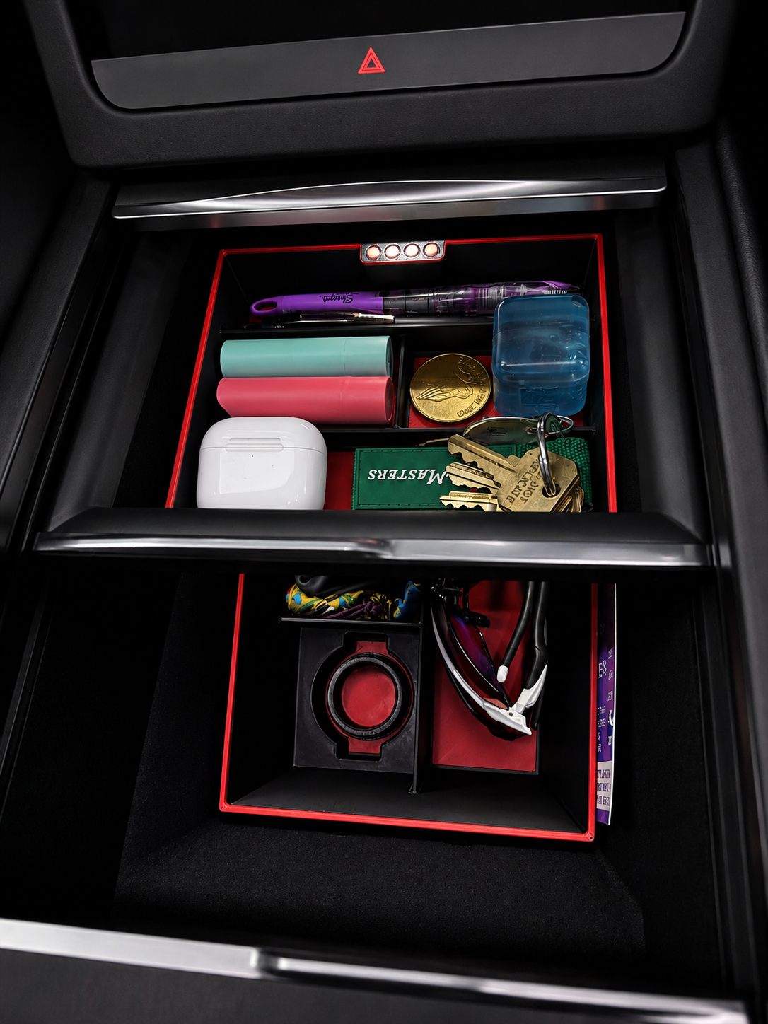 Center Console Organizer Set for Tesla Model S & Model X Gen 2 — Red