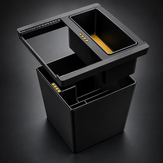 Center Console Organizer for Rivian R2 — Black Ops Sliding Tray | All-Black Precision Fit — Coming Soon